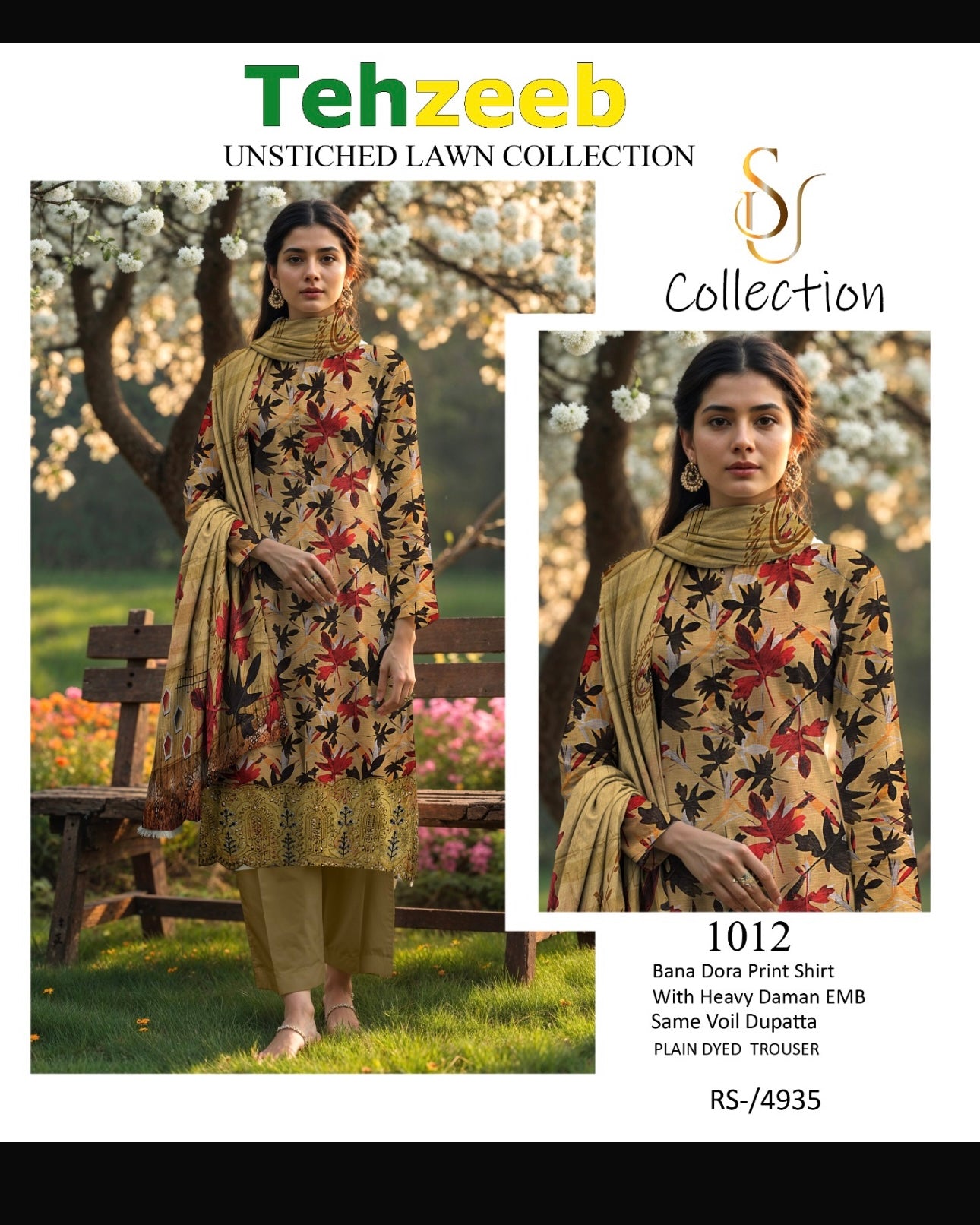 Embroided Bana Dora 3pc