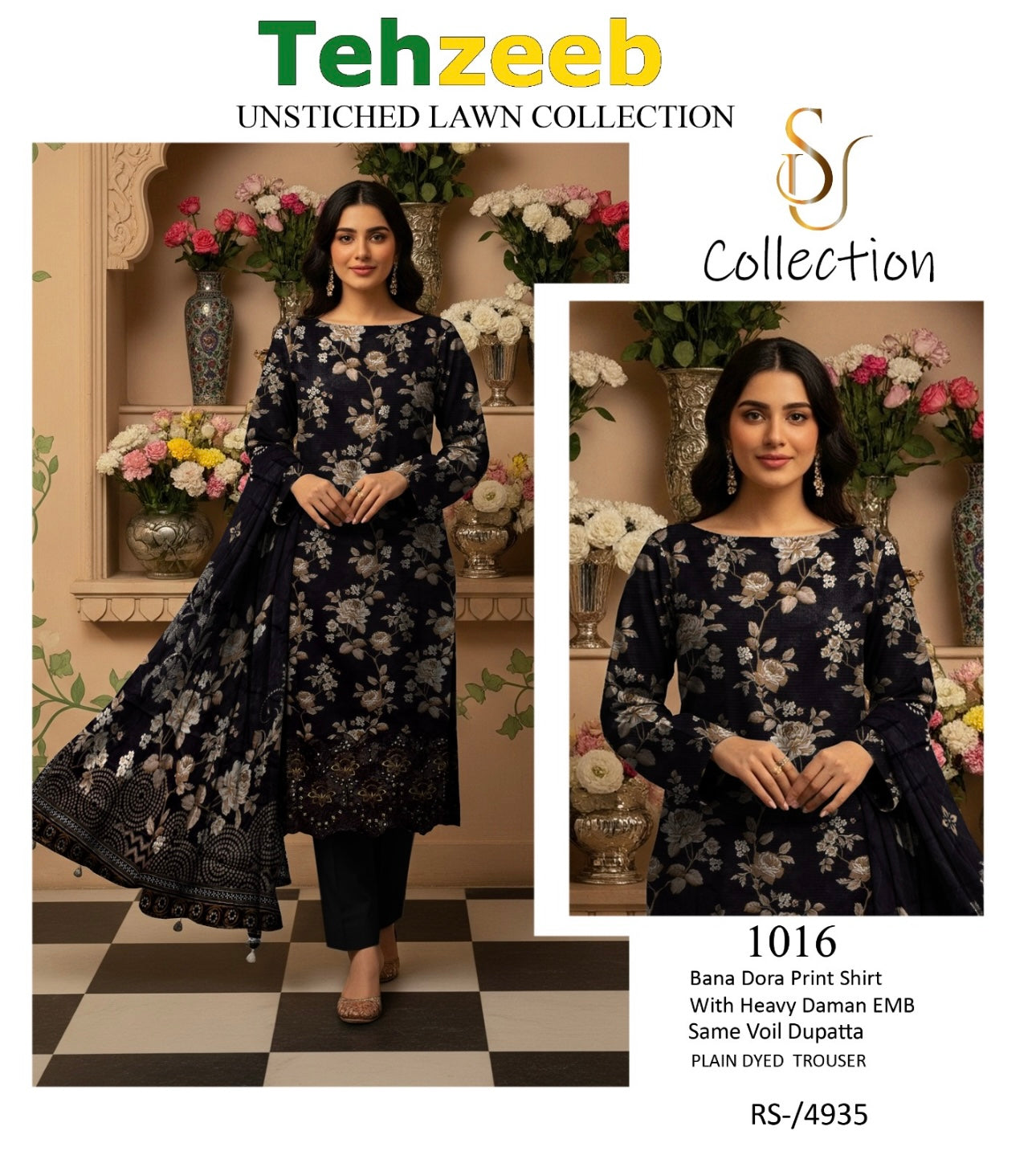 Embroided Bana Dora 3pc