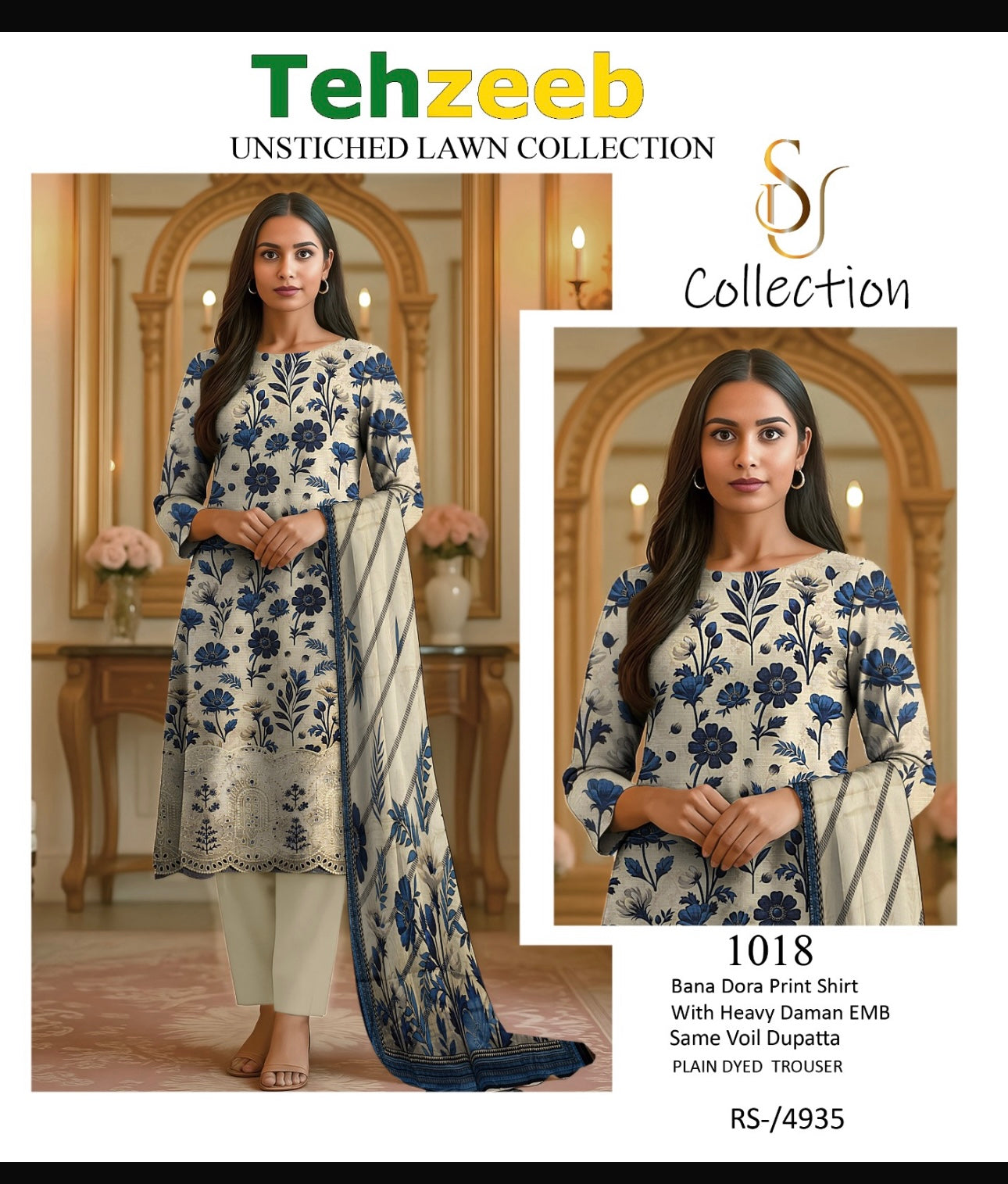 Embroided Bana Dora 3pc