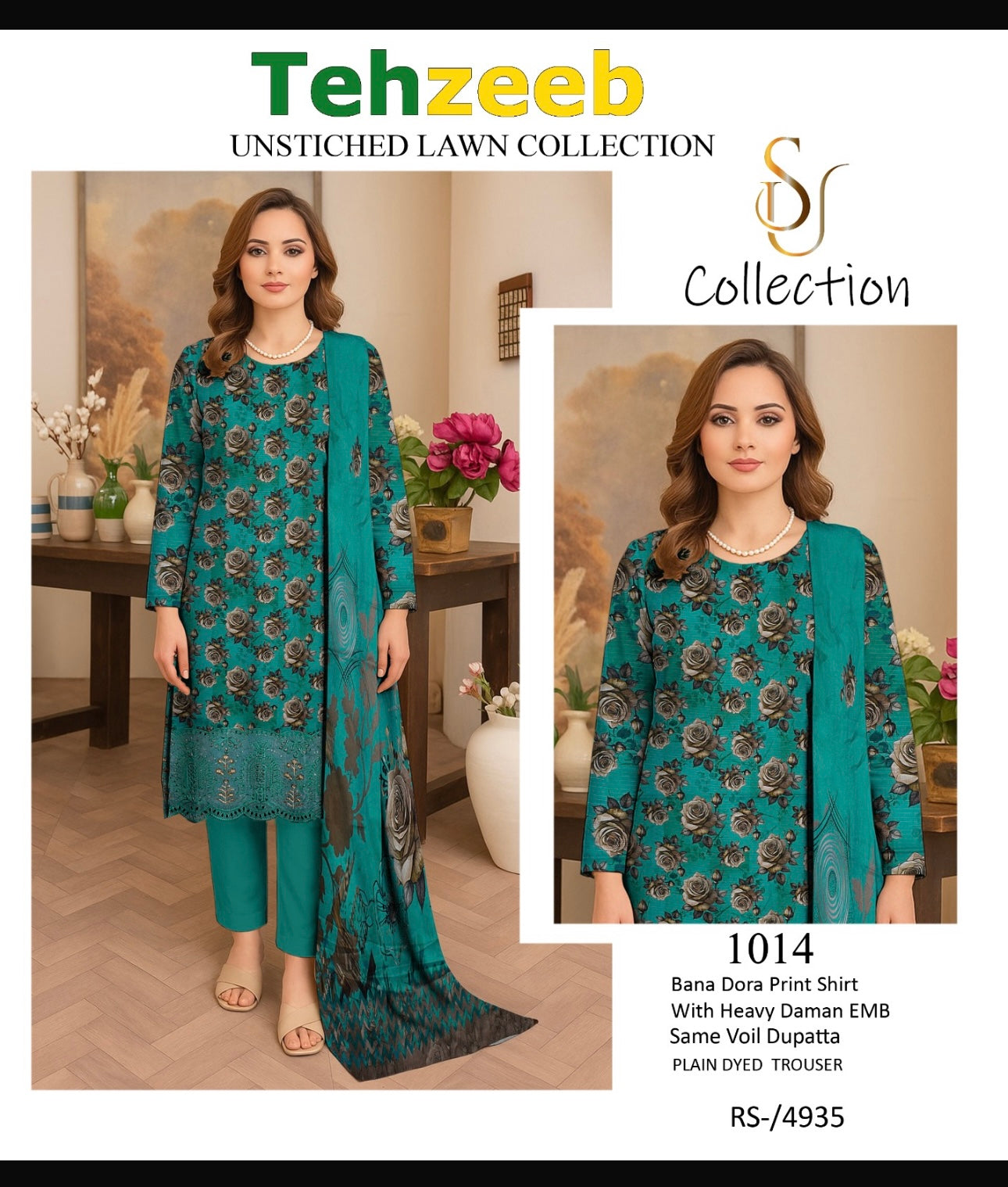 Embroided Bana Dora 3pc