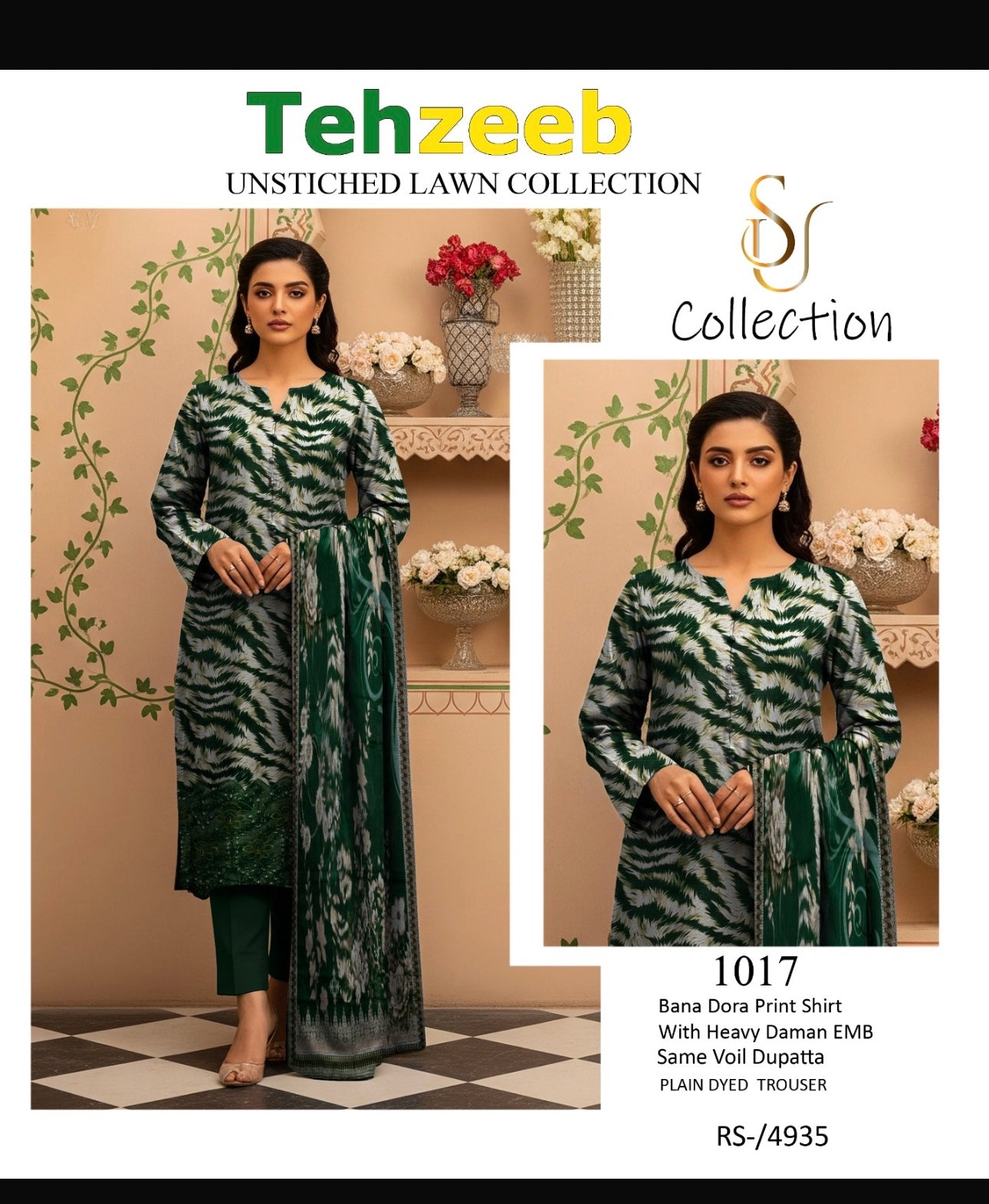 Embroided Bana Dora 3pc