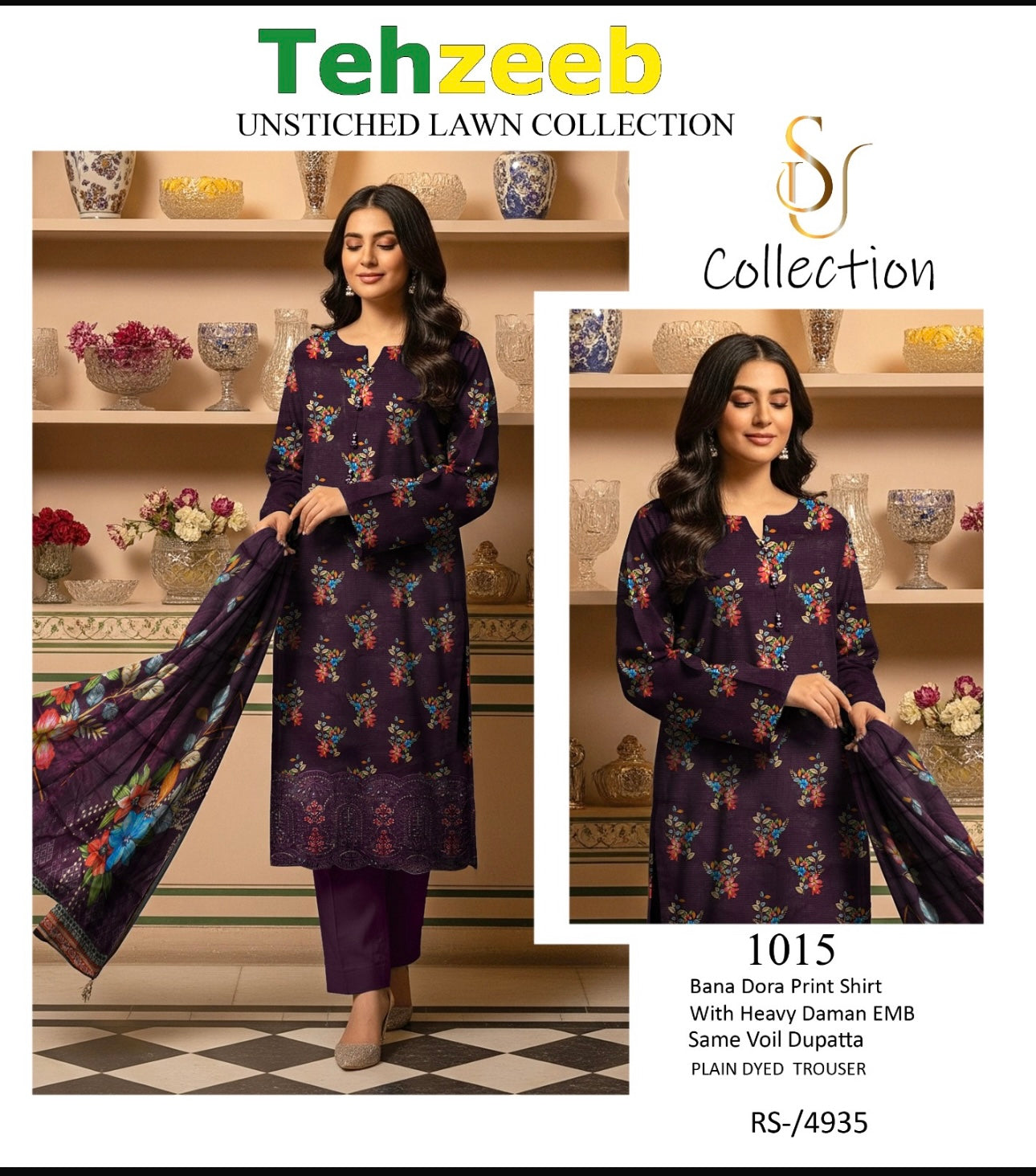 Embroided Bana Dora 3pc